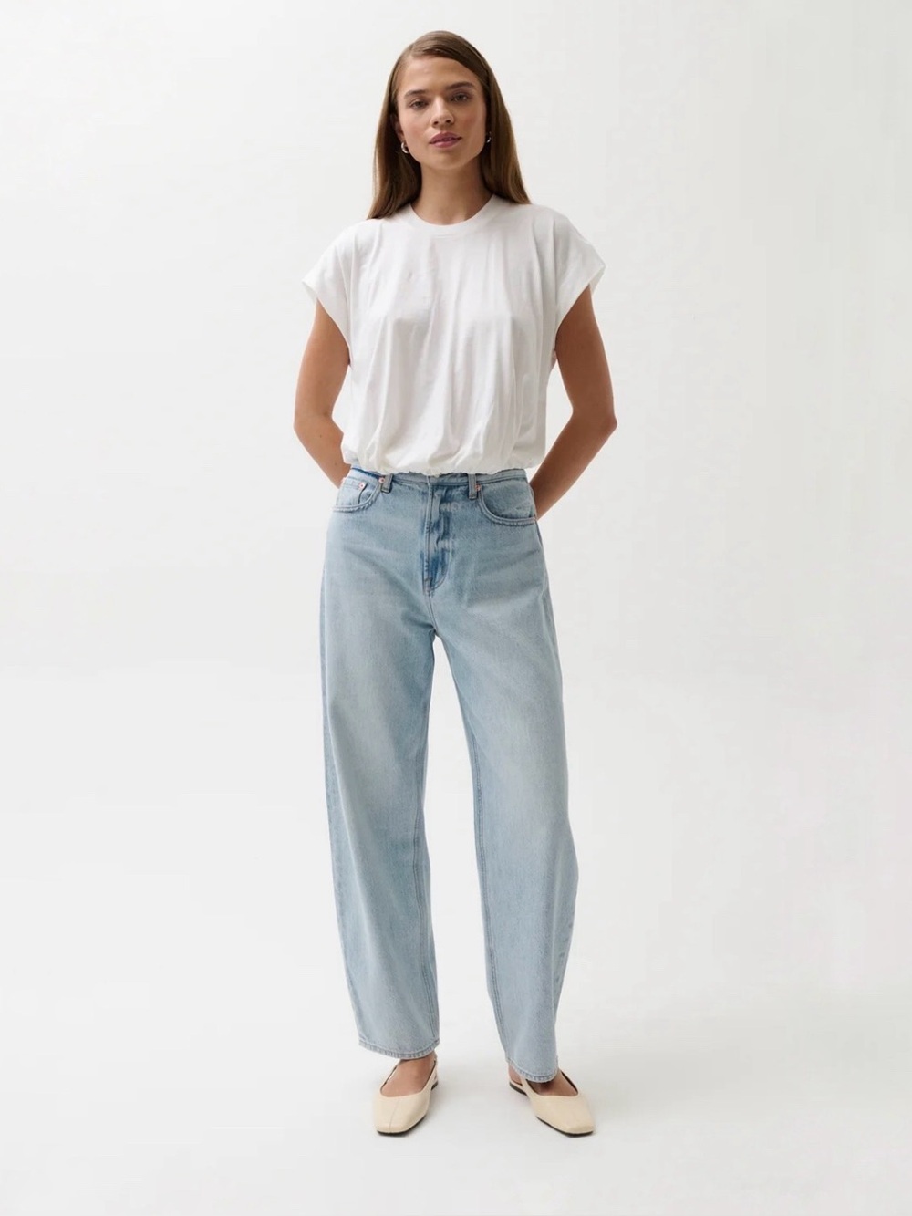 PISTOLA wes high rise barrel jean in waves
